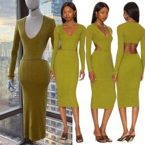 🆕 CAMILA COELHO 🧿 NWOT Rosabella Knit Midi Dress, Olive - Sz S